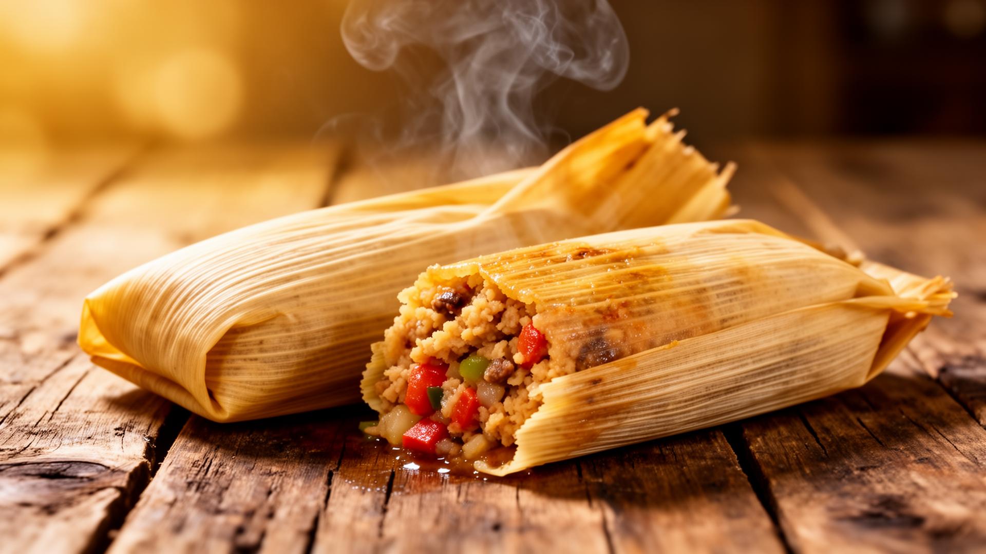 Tamales recién hechos al vapor